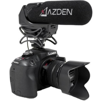 Azden SMX-15 Microfon Video Shotgun pentru Camere DSLR, Super-Cardioid, Castig +20dB, Filtru Low-Cut, Autonomie 24h, Mufa 3.5mm