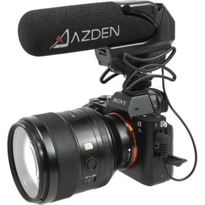 Azden SMX-15 Microfon Video Shotgun pentru Camere DSLR, Super-Cardioid, Castig +20dB, Filtru Low-Cut, Autonomie 24h, Mufa 3.5mm