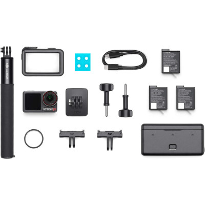 Avatar-Shop|DJI Osmo Action 5 Pro Adventure Combo Camera Actiune, Senzor 1/1.3", 4K/120fps, 3 Baterii, Carcasa Incarcare, Selfie Stick 1.5m|DJI