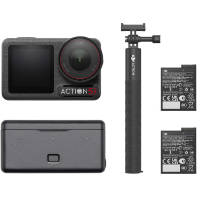 Avatar-Shop|DJI Osmo Action 5 Pro Adventure Combo Camera Actiune, Senzor 1/1.3", 4K/120fps, 3 Baterii, Carcasa Incarcare, Selfie Stick 1.5m|DJI
