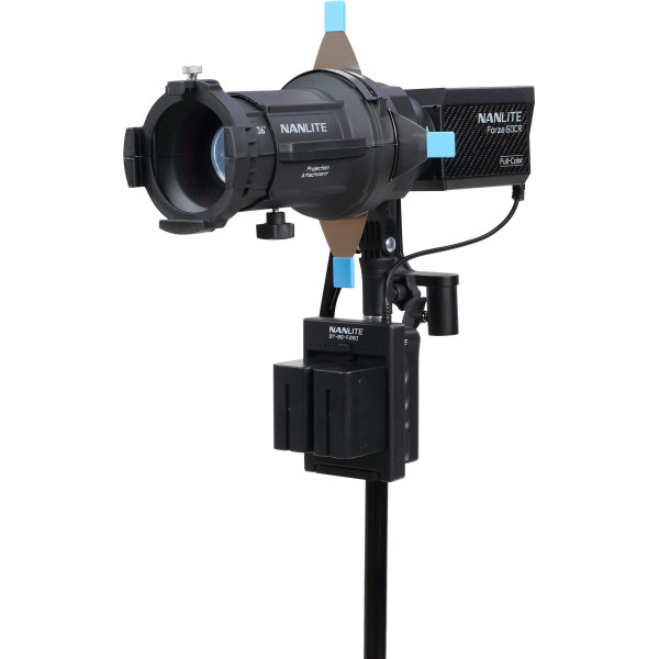 Kit Lampa Nanlite Forza 60CR RGBLAC cu Proiector PJ-FMM, Lentile 19/36 Grade, DMX CRMX Wireless, 4 Sabloane Gobo
