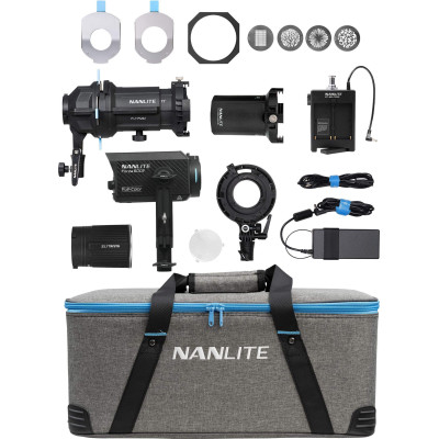 Avatar-Shop|Kit Lampa Nanlite Forza 60CR RGBLAC cu Proiector PJ-FMM, Lentile 19/36 Grade, DMX CRMX Wireless, 4 Sabloane Gobo|Nanlite