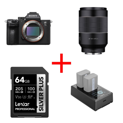 Sony A7 III + Obiectiv Samyang 35mm F1.4 FE, bonus card Lexar 64gb si incarcator
