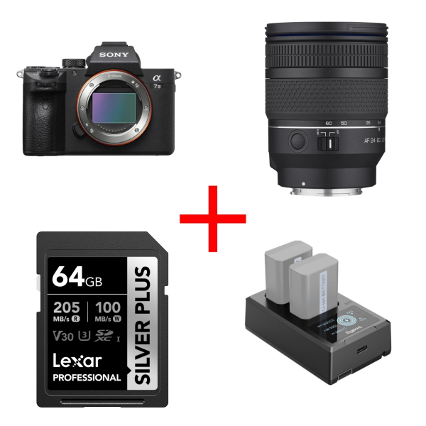 Sony A7 III + Obiectiv Samyang 24-60mm F2.8 FE, bonus card Lexar 64gb si incarcator