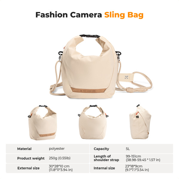 K&F Sling Bag 5L Urban Wander 11, Geanta foto umar bej