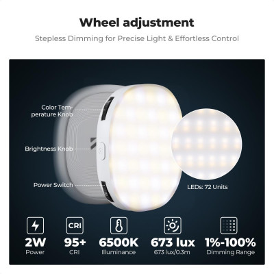 Avatar-Shop|K&F Magnetic Selfie Light with 360°Rotation & Mirror, CRI95+ Lumina ringlight pentru telefon|K&F Concept