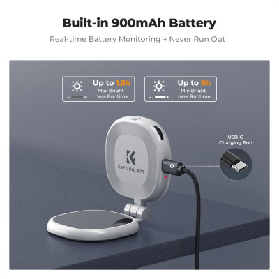 Avatar-Shop|K&F Magnetic Selfie Light with 360°Rotation & Mirror, CRI95+ Lumina ringlight pentru telefon|K&F Concept