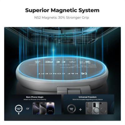 Avatar-Shop|K&F Magnetic Selfie Light with 360°Rotation & Mirror, CRI95+ Lumina ringlight pentru telefon|K&F Concept