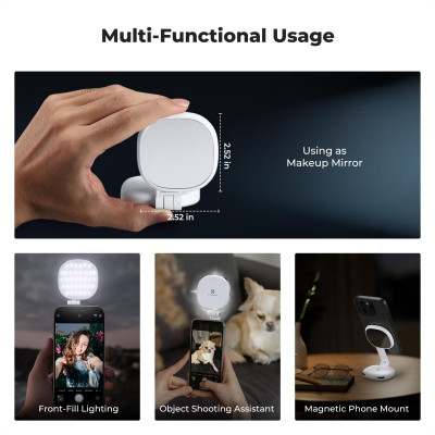 Avatar-Shop|K&F Magnetic Selfie Light with 360°Rotation & Mirror, CRI95+ Lumina ringlight pentru telefon|K&F Concept