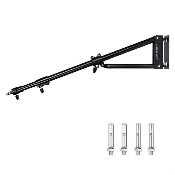 K&F Wall Mount Triangle Boom Arm 130cm, Ring Light Mount Support 180°, Suport boom perete