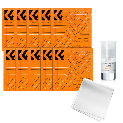 Avatar Shop|K&F 11 in 1 Kit Curatare, 10 Lavete Microfibra Alba 10x10cm, Lichid Curatare 30ml|K&F Concept