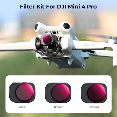 Avatar Shop|K&F Kit 3 Filtre ND&PL 2in1 pentru DJI Mini 4 Pro, ND8&PL, ND16&PL, ND32&PL, Sticla Optica AGC, Cadru Aluminiu|K&F Concept