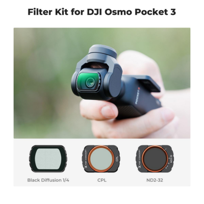 Avatar Shop|K&F Kit Filtre 3in1 pentru DJI Osmo Pocket 3, CPL, ND2-32, Black Mist 1/4, Montare Magnetica, Sticla Optica AGC|K&F Concept