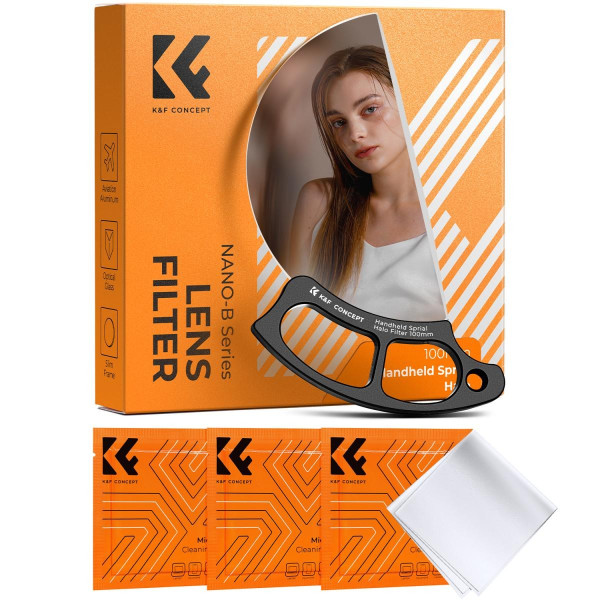 K&F Concept KF01.2708V1 Filtru Prisma Spiralat 100mm, Handheld, Sticla Optica K9, Efect Vortex, Seria Nano-Basic