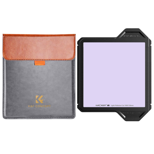 K&F 100x100x2mm Filtru Patrat Anti-Poluare Luminoasa, Cu Rama de Protectie, Sticla Optica AGC, 28 Straturi Anti-Reflex,