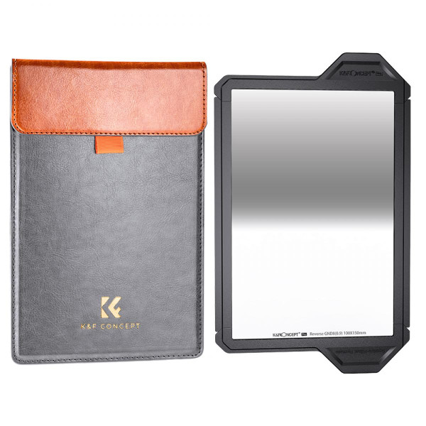 K&F Concept Filtru Patrat GND8 Invers 100x150x2mm, 3 Stops, Sticla Optica AGC, Acoperire 28 Straturi, Cu Rama de Protectie