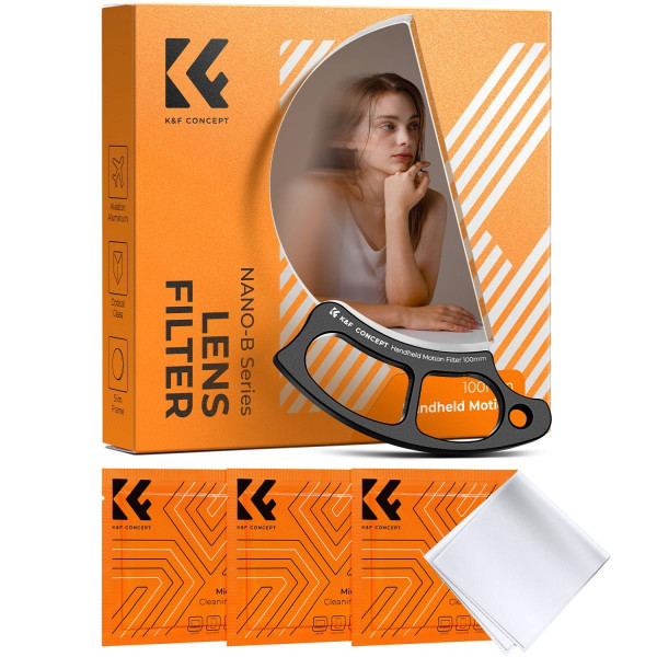 K&F 100mm Filtru Efect Trailing (Smear) de Mana, Seria NANO-B, Sticla Optica K9, Include 3 Lavete de Curatare
