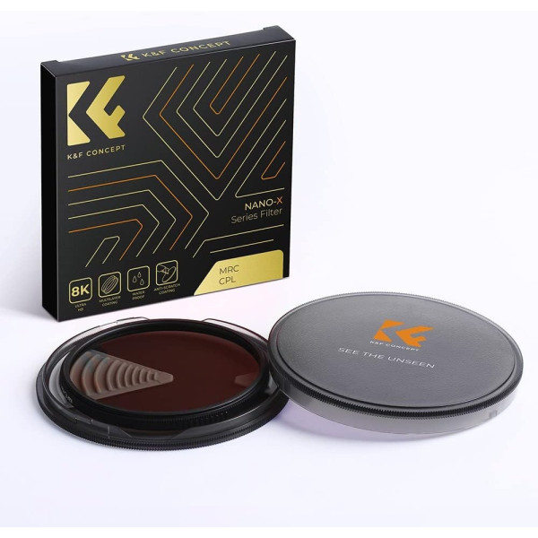 K&F 127mm XC15 Nano-X B270 Filtru CPL, Rama Ultra-Subtire 5.3mm, 28 Straturi Multi-Coating, Aliaj Aluminiu-Magneziu