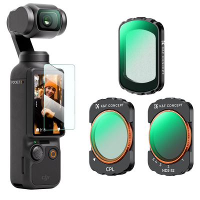 Avatar Shop|K&F Kit Filtre 3in1 pentru DJI Osmo Pocket 3, CPL, ND2-32, Black Mist 1/4, Montare Magnetica, Sticla Optica AGC|K&F Concept