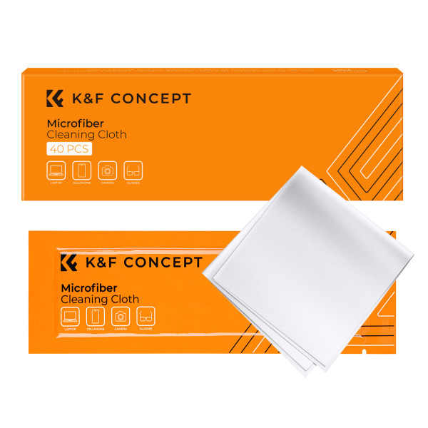 K&F Kit Lavete Curatare din Microfibra, 40 Bucati, 15x15cm, Alb, Uscate, Ambalate in Vacuum
