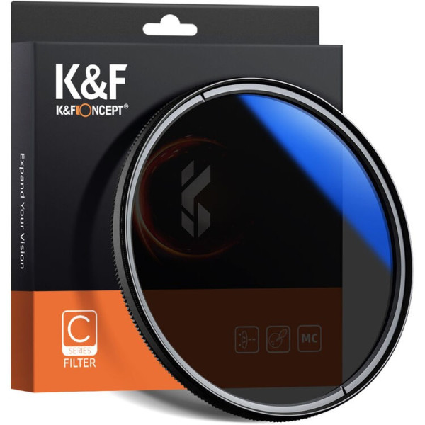 K&F KU12 Filtru Polarizare CPL 43mm, Sticla Optica Japoneza, Multistrat Albastru HMC, Rama Aluminiu Slim, Seria Classic