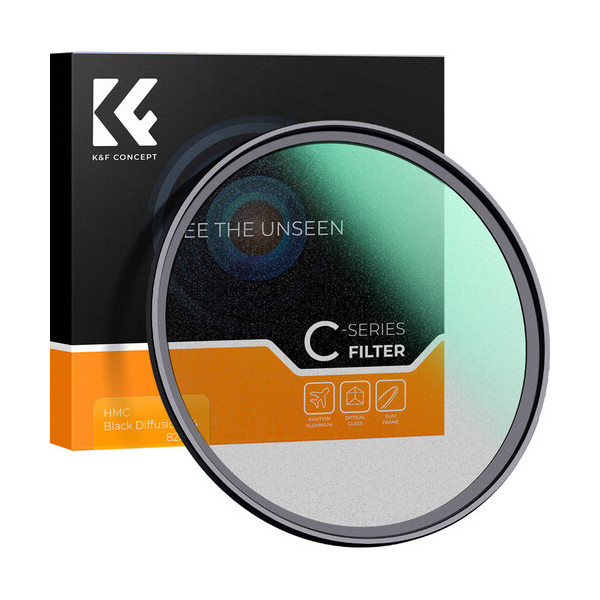 K&F 49mm C Series Filtru Black Mist 1/4, Efect Difuziune Cinematic, Tratament Verde Multistrat Ultra-Subtire