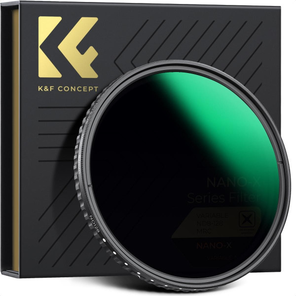 K&F XV40 Nano-X Filtru ND Variabil 49mm, ND8~ND128, Sticla AGC, Fara Cruce X, Cadru Ultra-Subtire 7.4mm