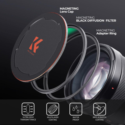 Avatar Shop|K&F Concept 49mm Filtru Magnetic Nano-X 1/8 Black Mist, Sticla Optica HD, Rezistent la Apa, Anti-Zgariere|K&F Concept