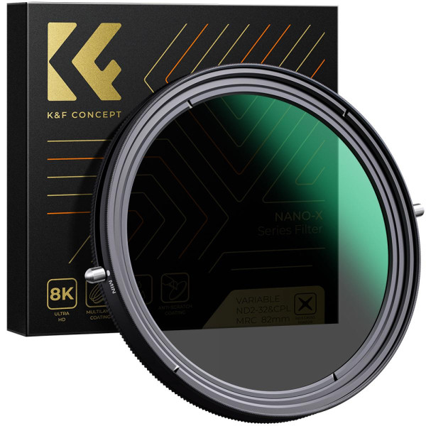 K&F XB42 Filtru Foto CPL si ND Variabil 2 in 1, 52mm, ND2-ND32, Rezistent la Apa, Anti-Zgariere