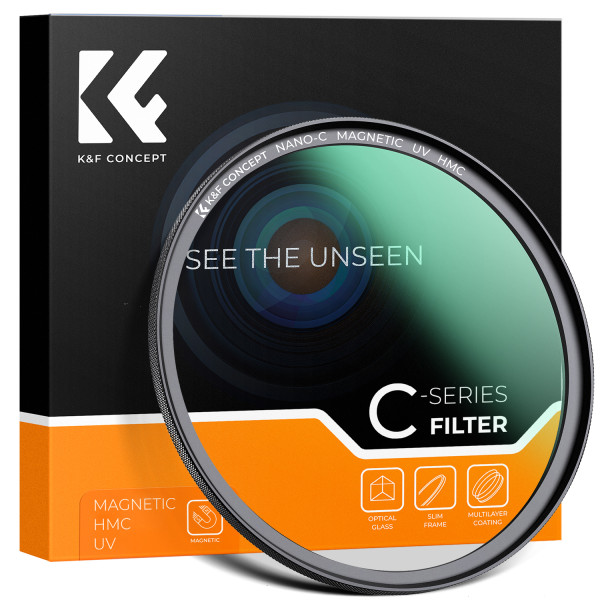 K&F 55mm C Series Filtru MCUV Magnetic, Sticla Optica Japoneza, 18 Straturi Anti-Reflexie, Rama Aluminiu Aviatic