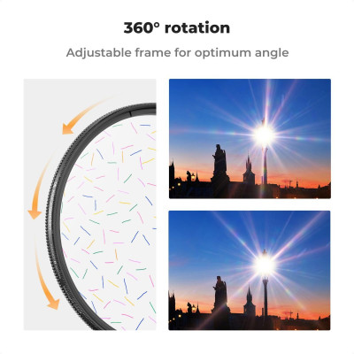 Avatar Shop|K&F 55mm Filtru Efect Starlight Colorat, Sticla Optica K9, Rama Rotativa Ajustabila, Seria Nano-B|K&F Concept