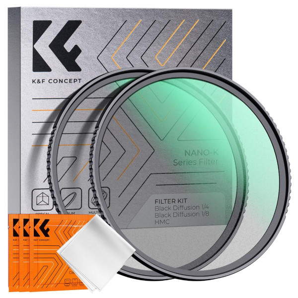 K&F Concept K Series Kit Filtre Black Mist 55mm, 1/4 si 1/8, Sticla AGC Japoneza, 18 Straturi Nano, Rama Ultra-subtire 3.3mm