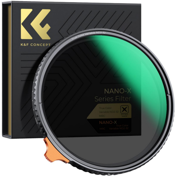 K&F 55mm Filtru ND Variabil, ND2-ND32, Culoare Reala, 28 Straturi Anti-reflex, Sticla Optica Japoneza, Rezistent la Apa