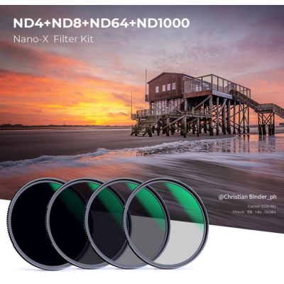 Avatar Shop|K&F 58mm Nano-X Kit Filtre ND, ND4, ND8, ND64, ND1000, Rama Aluminiu 3.3mm, Acoperire 28 Straturi, Rezistent la Apa|K&F Concept