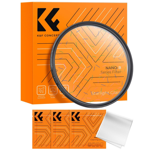 K&F Concept Filtru Starlight Colorat 62mm, Efect Raze de Lumina, Sticla Optica K9, Rama Rotativa, Seria Nano-B