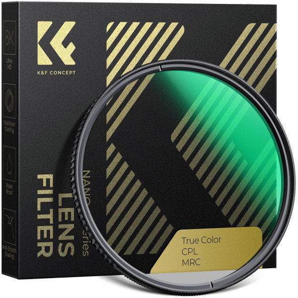 K&F Concept Filtru CPL 62mm Nano-Xcel, Sticla Optica Japoneza AGC, Acoperire Nano 28 Straturi, Rama CNC Trapezoidala