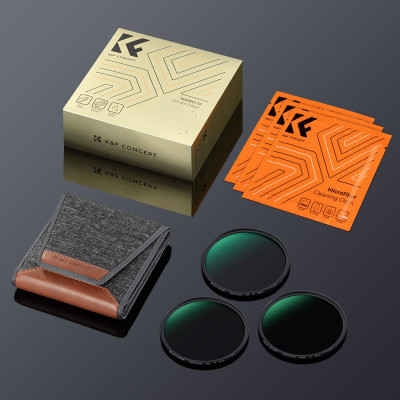Avatar Shop|K&F Concept Kit Filtre ND 62mm, ND8, ND64, ND1000, Sticla Optica Japoneza, Tratament Nano 24 Straturi, Rama CNC Trapezoidala|K&F Concept