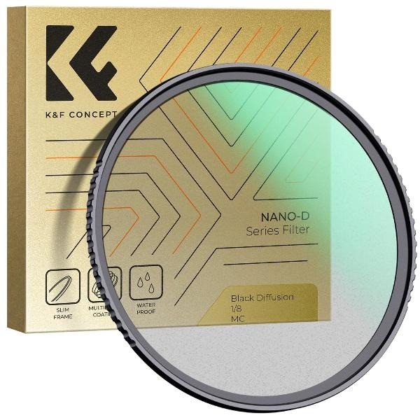 K&F Concept 72mm Filtru Black Mist A Series, 1/8, HD, Rezistent la Apa, Rama Aluminiu 3.3mm, Strat Anti-reflexie 24 Straturi
