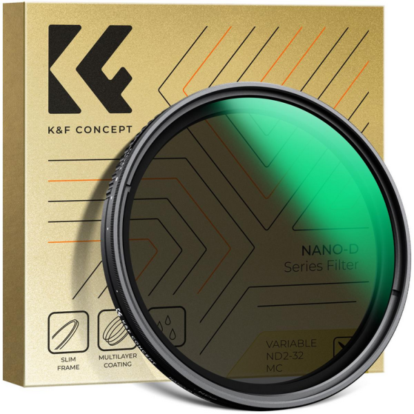 K&F 72mm Filtru ND Variabil D Series, ND2-ND32, 1-5 Trepte, Nano Coating 24 Straturi, Cadru Ultra-Subtire 7.4mm