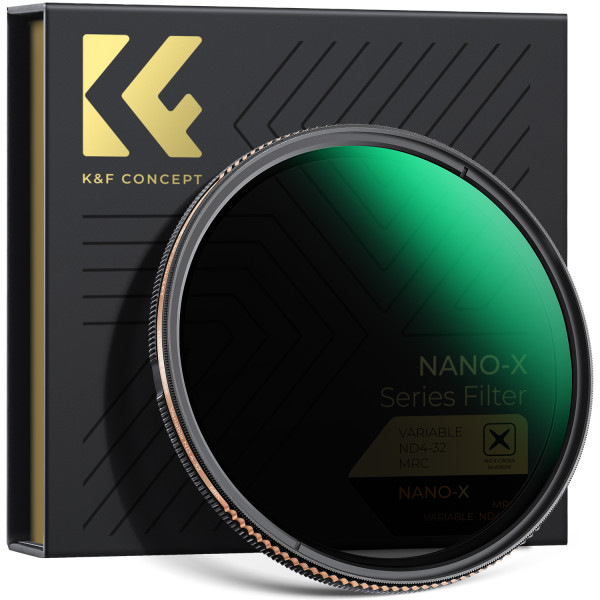 K&F 72mm Nano-X Filtru ND Variabil, ND4~ND32, Cadru Slim 7.4mm, Nano-Coating 28 Straturi, Rezistent la Apa