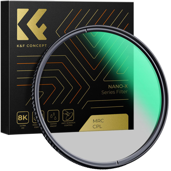 K&F XC16 Filtru CPL Polarizare Circulara 72mm, Sticla B270, Strat Verde Multistrat, Impermeabil, Anti-Zgariere