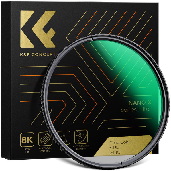 K&F Concept Filtru CPL 77mm, Polarizare Circulara, Sticla Optica Japoneza AGC, 28 Straturi Nano, Rama CNC Trapezoidala