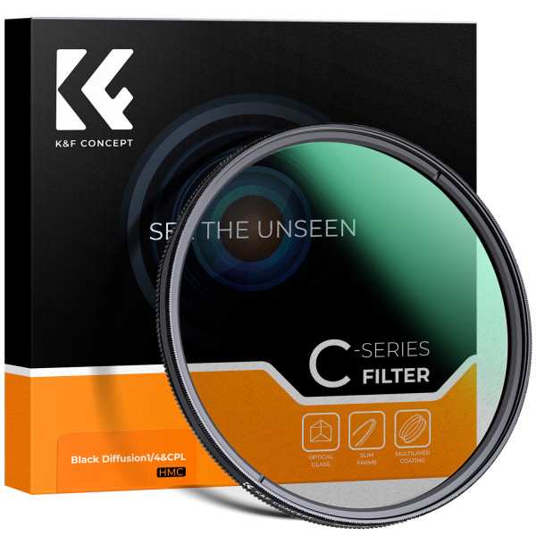 K&F 77mm Filtru Multifunctional CPL + Black Mist 1/4, Sticla Optica Japoneza, Rama Aluminiu Ultra-Subtire