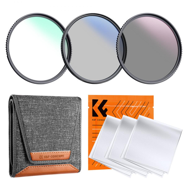 K&F Concept Kit Filtre Foto 82mm, UV, CPL, ND4, Sticla Optica Japoneza, Cu Husa si Laveta
