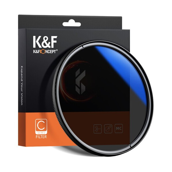 K&F Concept KU12 Filtru CPL 82mm, Seria Classic, Sticla Optica Japoneza, Strat Albastru Multicoat, Rama Aluminiu Rotativa