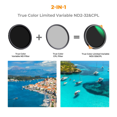 Avatar Shop|K&F 82mm Filtru ND2-32+CPL Multifunctional, True Color, Sticla Optica AGC, 28 Straturi Anti-reflexie, Waterproof|K&F Concept