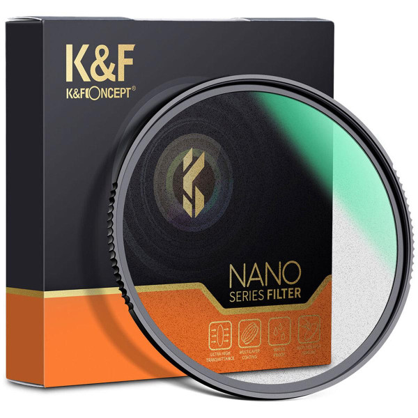 K&F Nano-X 82mm Filtru Black Mist 1, HD, Rezistent la Apa, Anti-Zgarieturi, Tratament Verde
