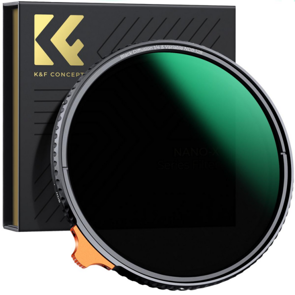 K&F 82mm Filtru Multifunctional, ND8-128, Black Mist 1/4, 3-7 F-Stop, Rama 7.4mm, Rezistent la Apa