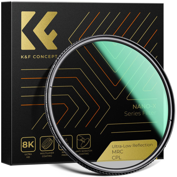K&F Concept Filtru CPL 95mm Seria NANO-X, Reflectivitate Ultra-Scazuta 0.1%, Transmitanta 45%, Grosime 5.3mm