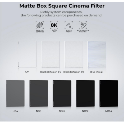 Avatar Shop|K&F Filtru Black Mist 1/8, 4x5.65 Inch, Sticla AGC Japoneza, Nano-Coating 28 Straturi, Compatibil Tilta si SmallRig|K&F Concept